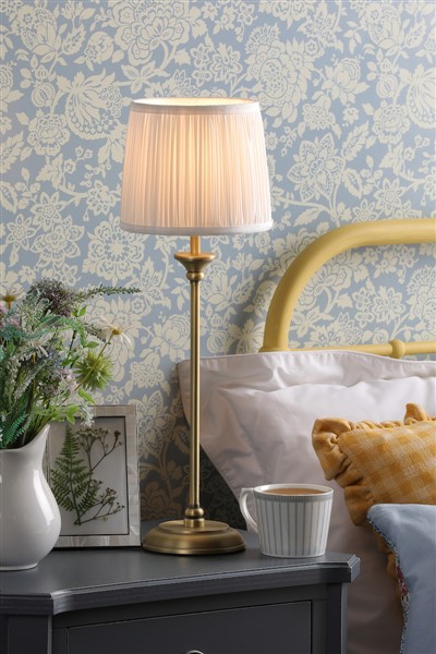 (image for) Laura Ashley Hemsley Table Lamp Antique Brass and Ivory With Shade